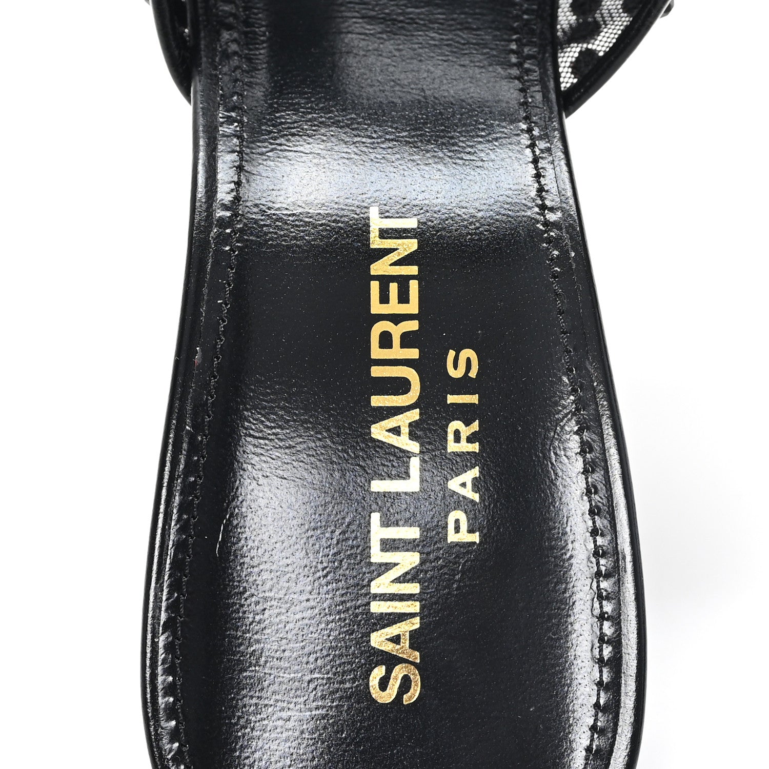 Saint Laurent Tulle Strass Gippy 110 Mule Sandals 38.5 Black 8 of 8