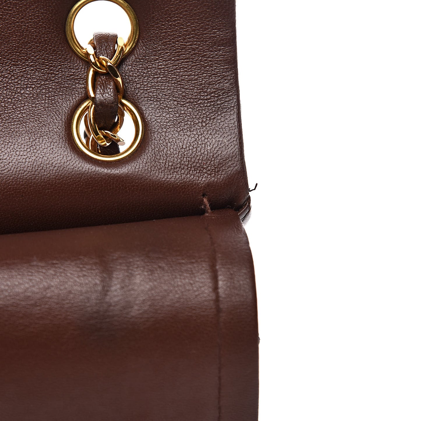 Lambskin Quilted Medium Double Flap Brown