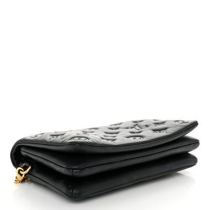 Louis Vuitton Lambskin Embossed Monogram Pochette Coussin Black 4 of 12