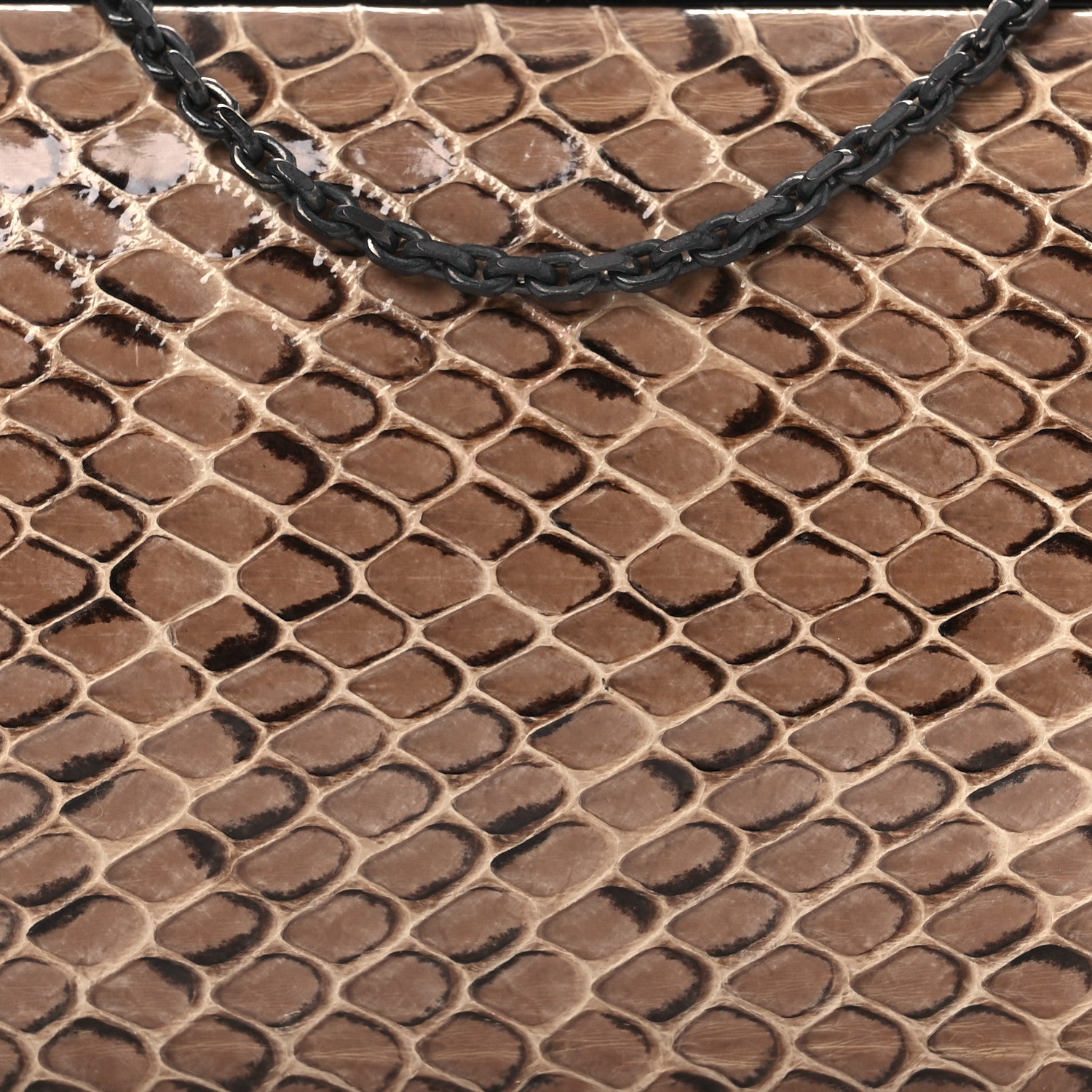 Judith Leiber Snakeskin Crystal Box Clutch Brown Black 7 of 10