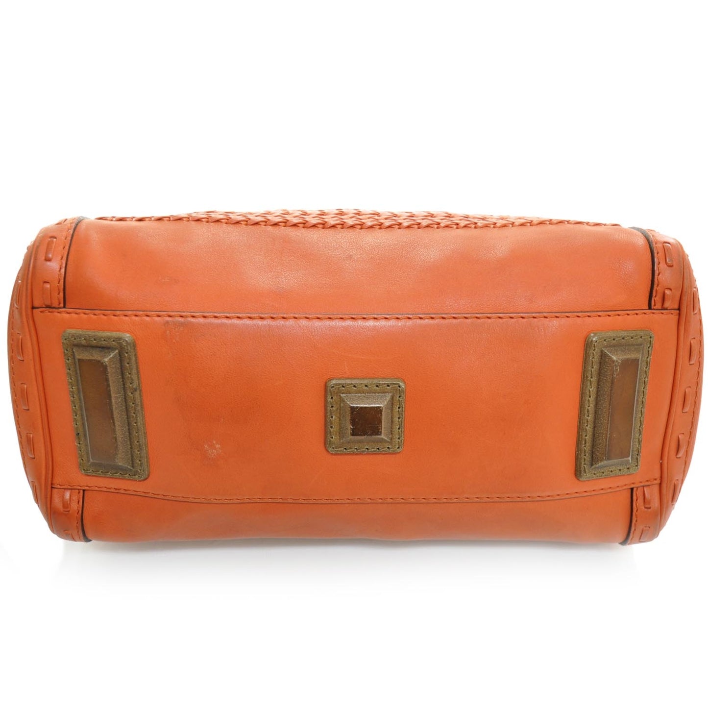 Leather Handmade Medium Top Handle Bag Orange