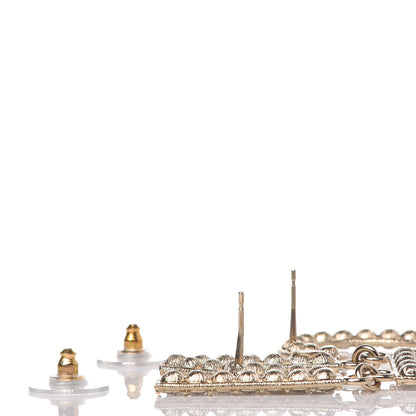 Chanel Crystal Cha-Nel Logo Drop Earrings Gold 4 of 6