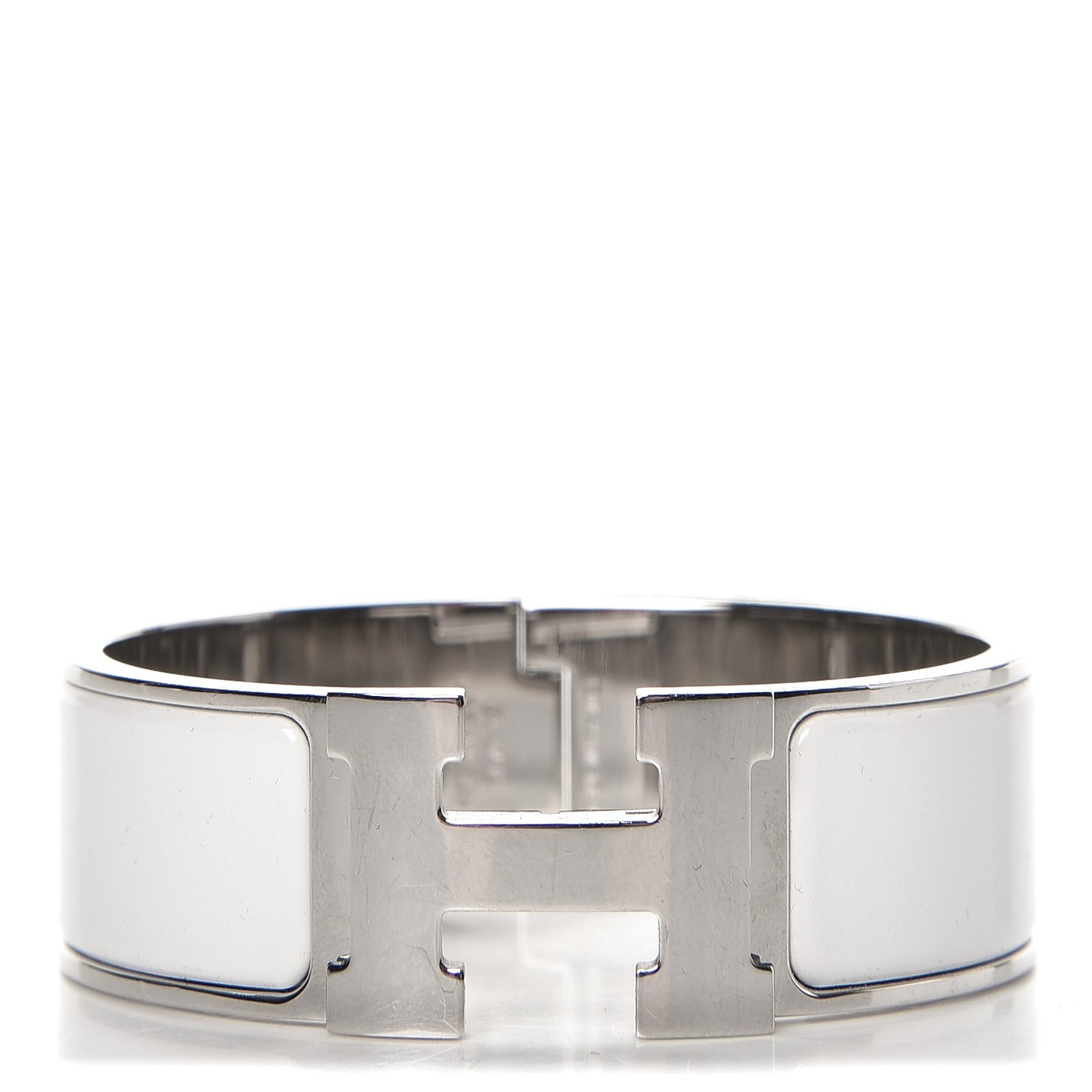 Enamel Wide Clic Clac H Bracelet GM White