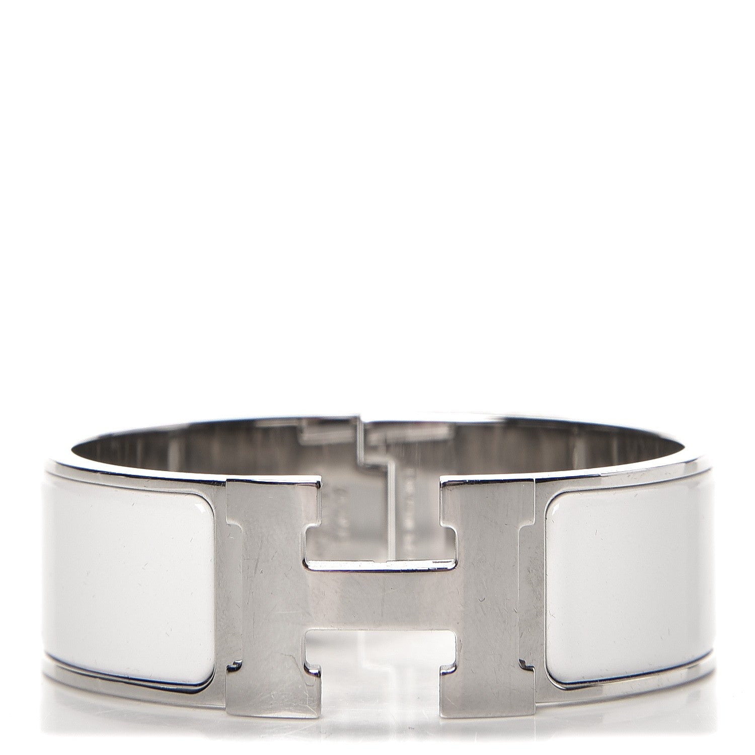 Hermes Enamel Wide Clic Clac H Bracelet GM White 1 of 5