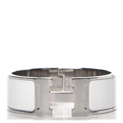 Hermes Enamel Wide Clic Clac H Bracelet GM White 1 of 5