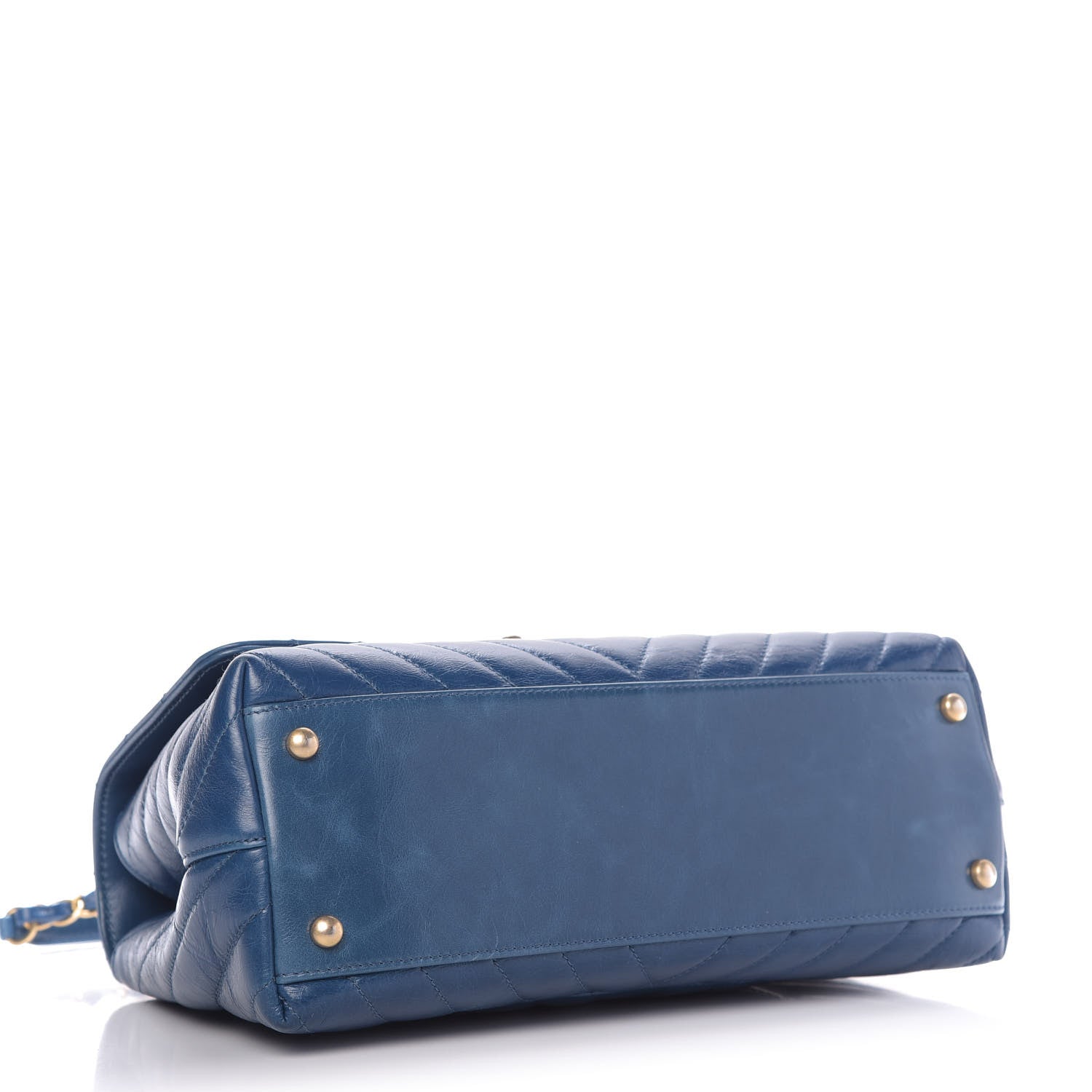 Chanel Calfskin Chevron Quilted Small Coco Handle Flap Blue 5 of 10