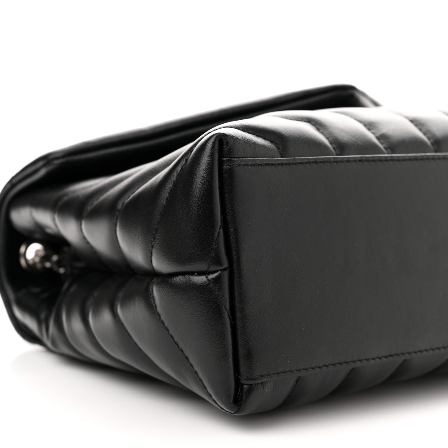 Calfskin Y Quilted Monogram Small Loulou Chain Satchel Black