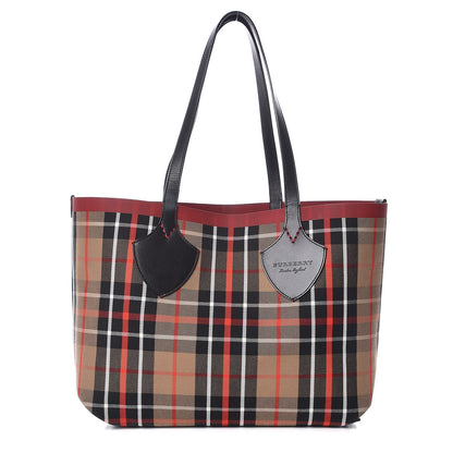 Burberry Vintage Check Medium The Giant Reversible Tote Racing Caramel Flax Yellow 4 of 11