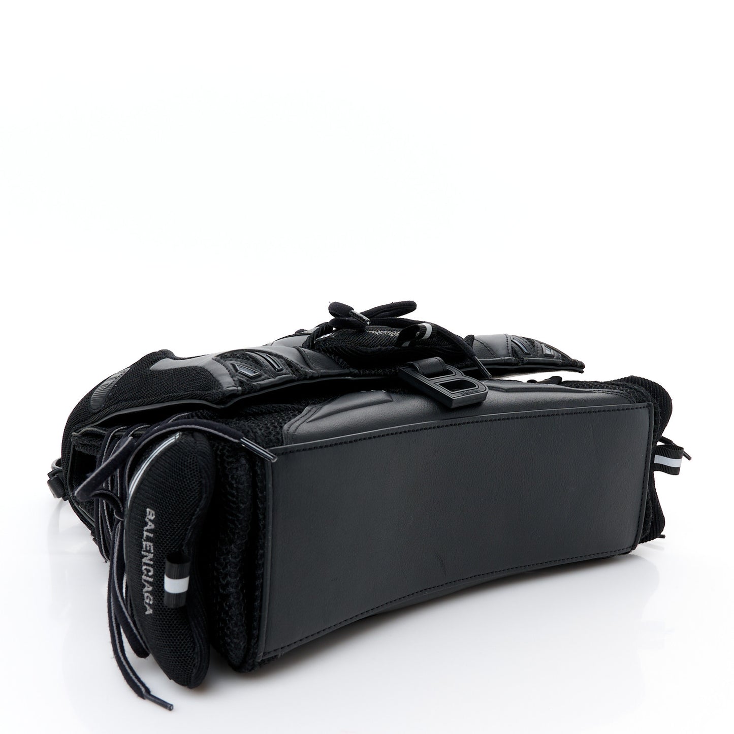 Faux Calfskin Fabric Medium Sneakerhead Top Handle Bag Black