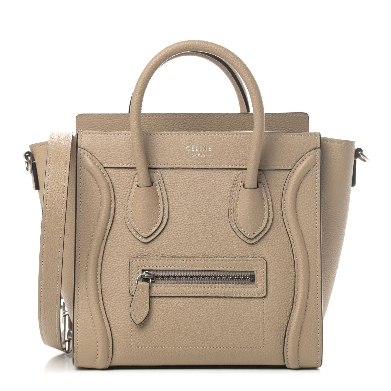 Celine Drummed Calfskin Nano Luggage Dune 1 of 4