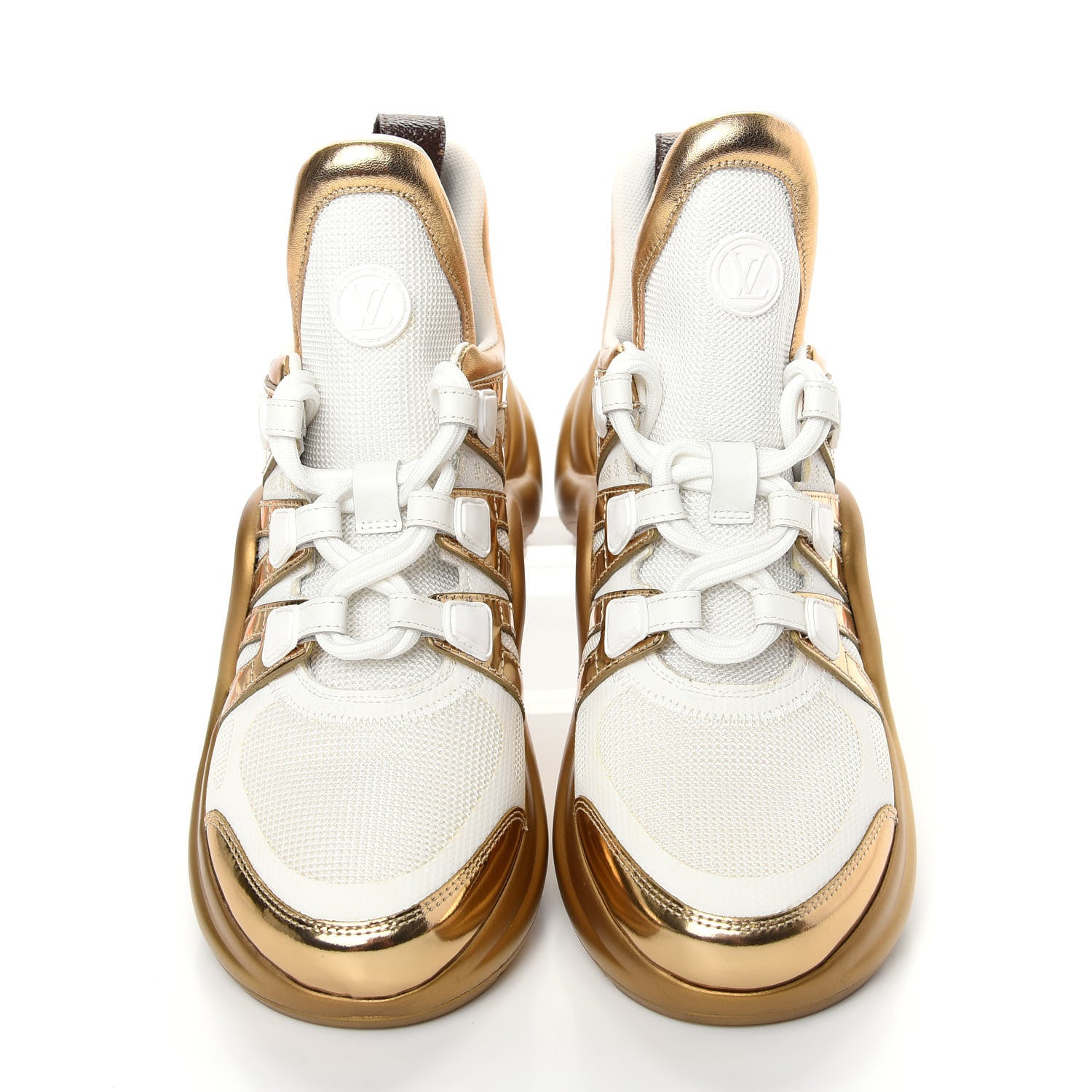 Louis Vuitton Metallic Calfskin Technical Nylon LV Archlight Sneakers 38 White Gold 7 of 11