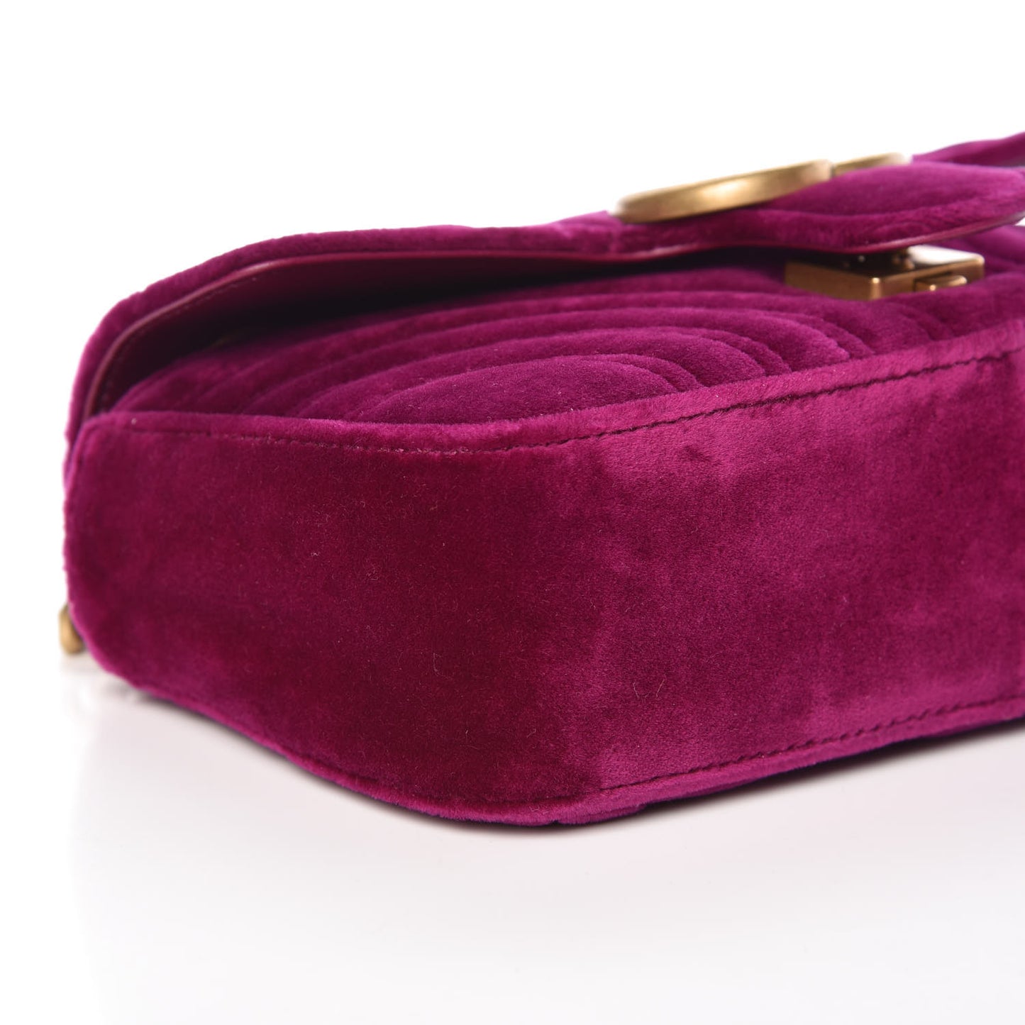 Velvet Matelasse Mini GG Marmont Shoulder Bag Fuchsia Violet Cyclamen