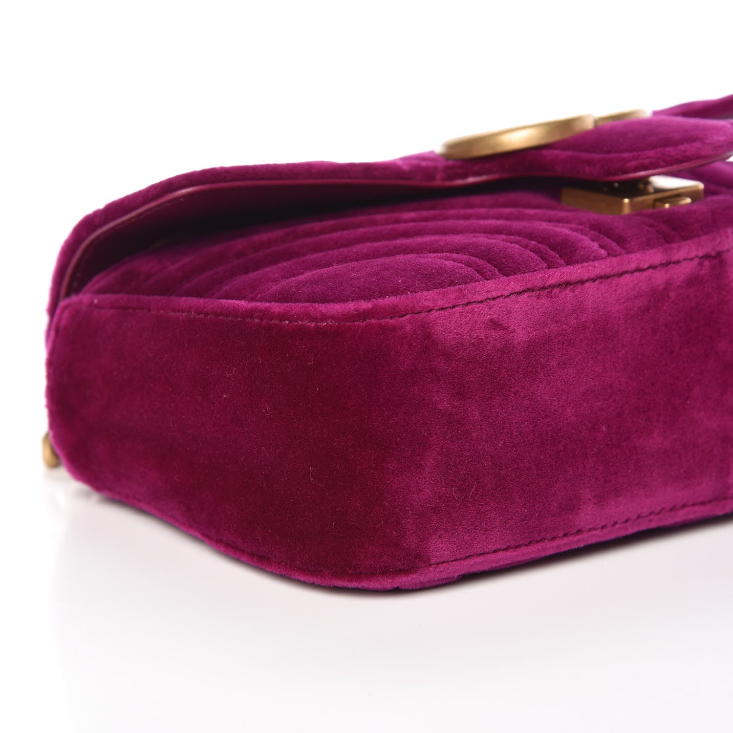 Gucci Velvet Matelasse Mini GG Marmont Shoulder Bag Fuchsia Violet Cyclamen 8 of 9