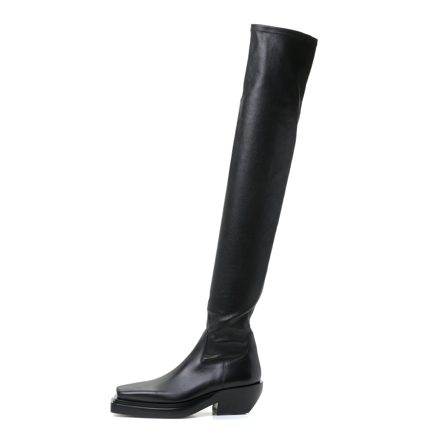 Calfskin Nappa Lean Over The Knee Boots 37.5 Black