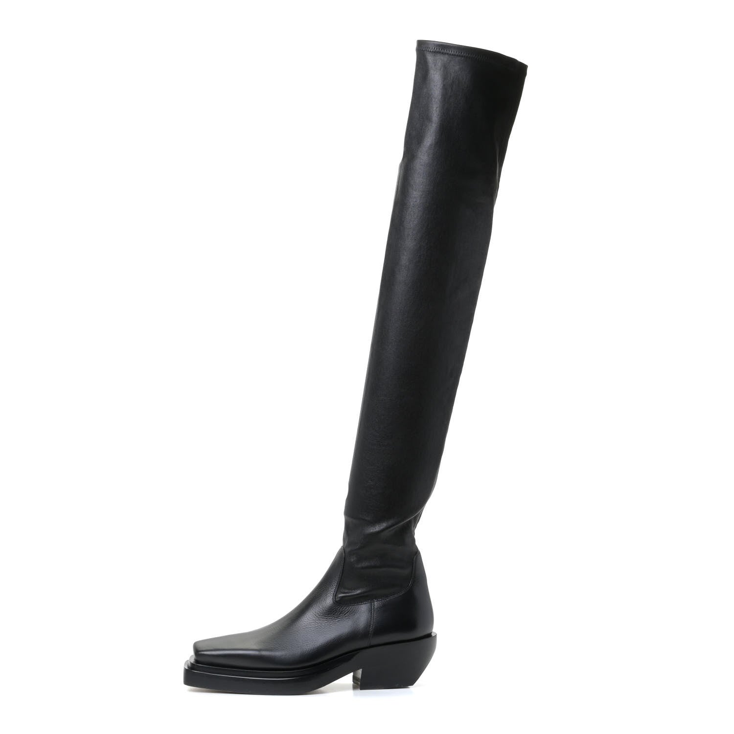 Bottega Veneta Calfskin Nappa Lean Over The Knee Boots 37.5 Black 1 of 12