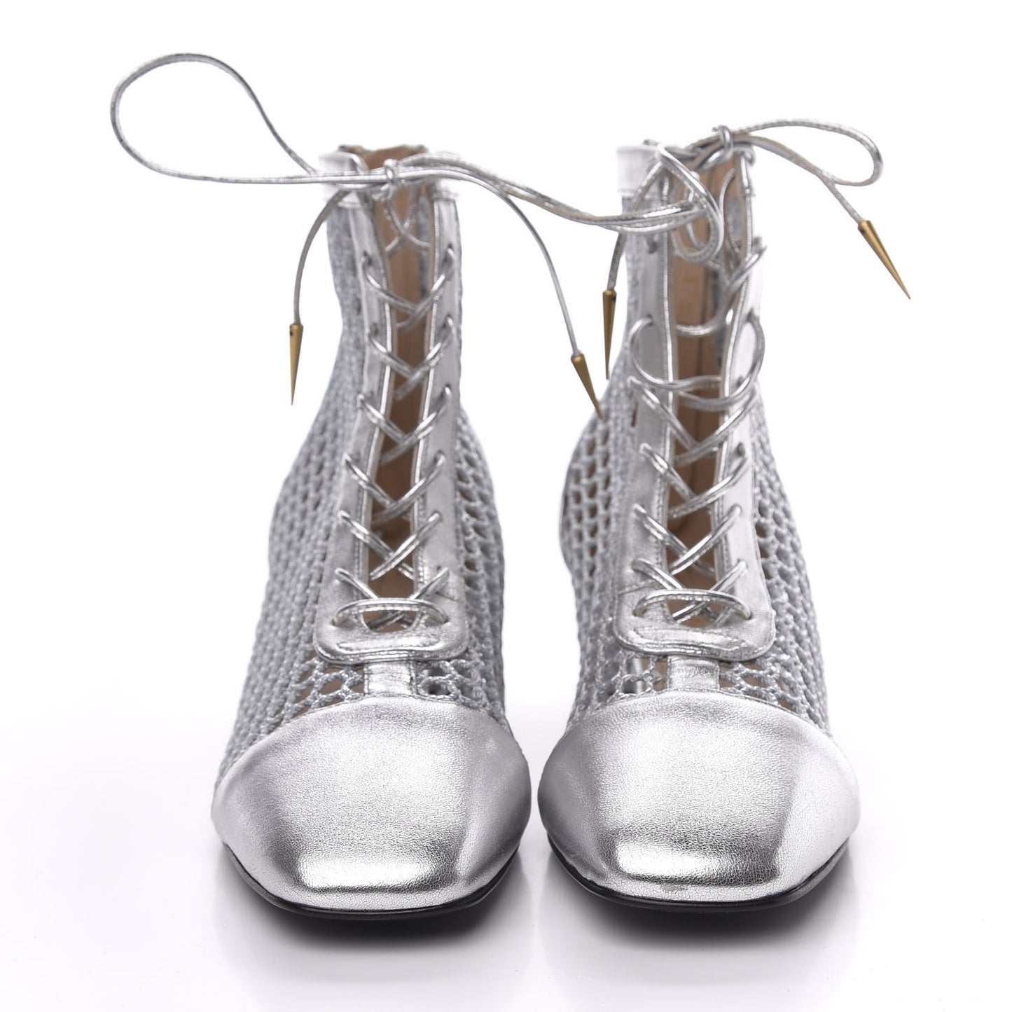 Laminated Lambskin Resille Naughtily-D 30mm Ankle Boots 37.5 Silver