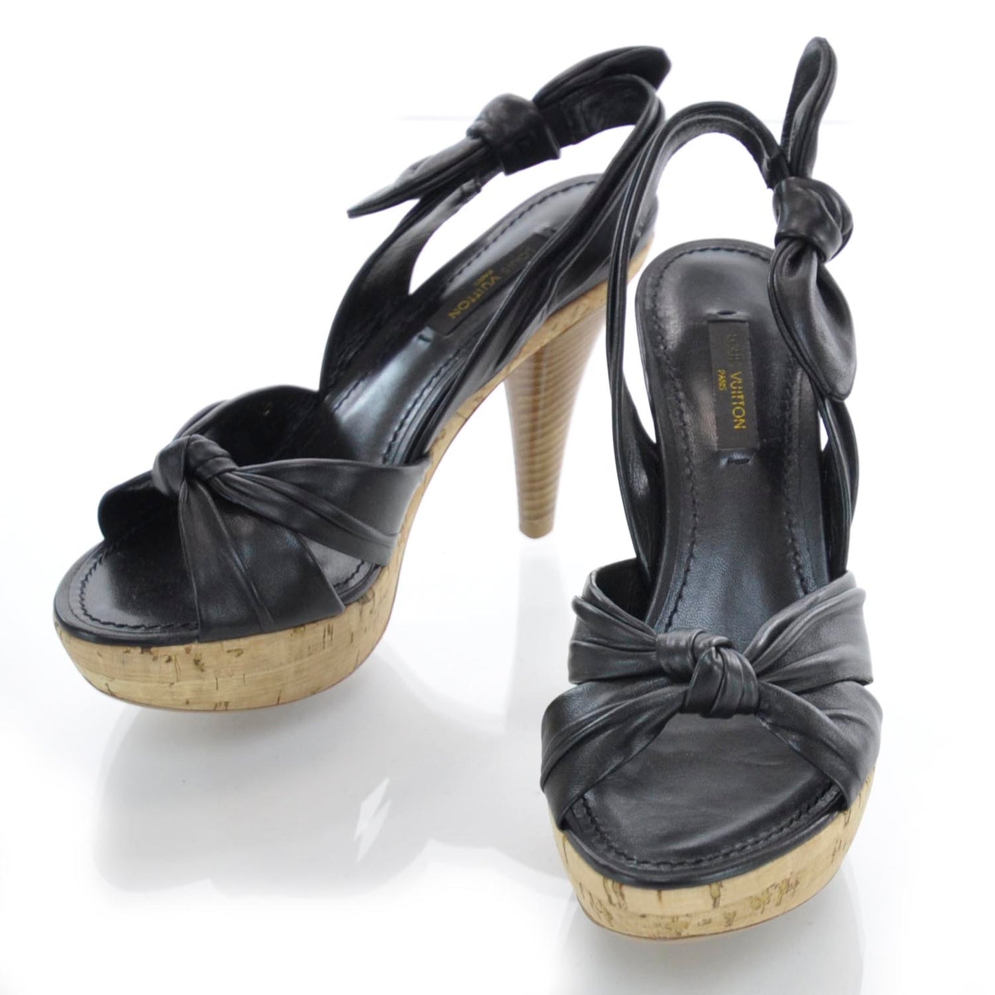 Leather Porto Cervo Slingback Heels 36 Black