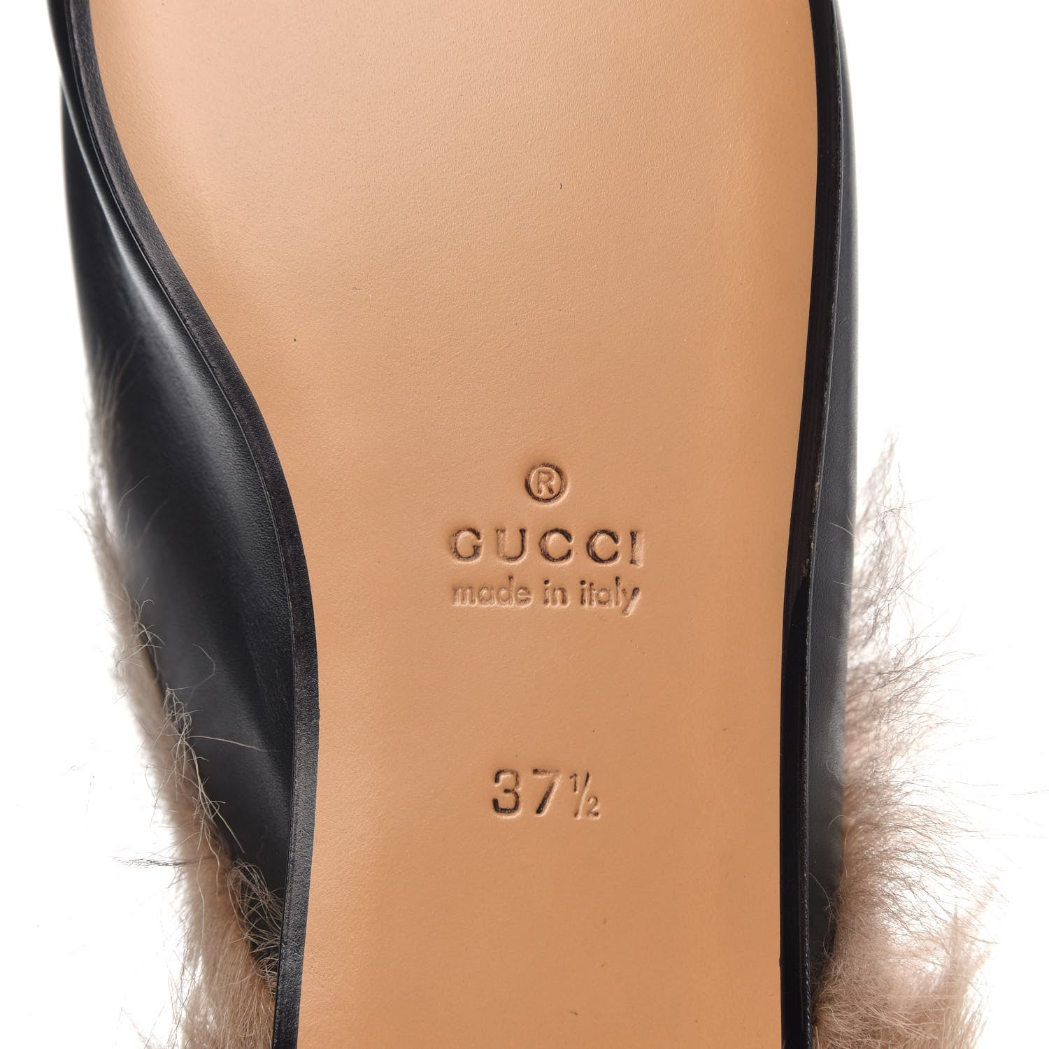 Gucci Calfskin Fur Womens Princetown Slippers 37.5 Black 7 of 8