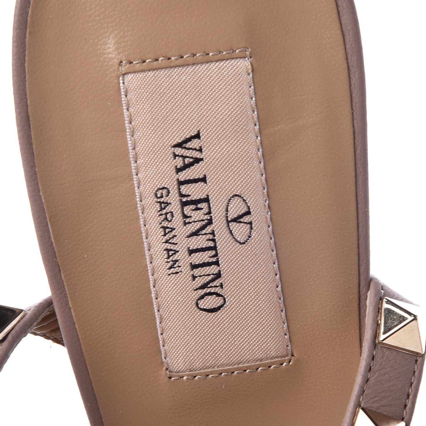 Calfskin Nappa Rockstud Ankle Strap 65mm Pumps 39.5 Alpaca Poudre