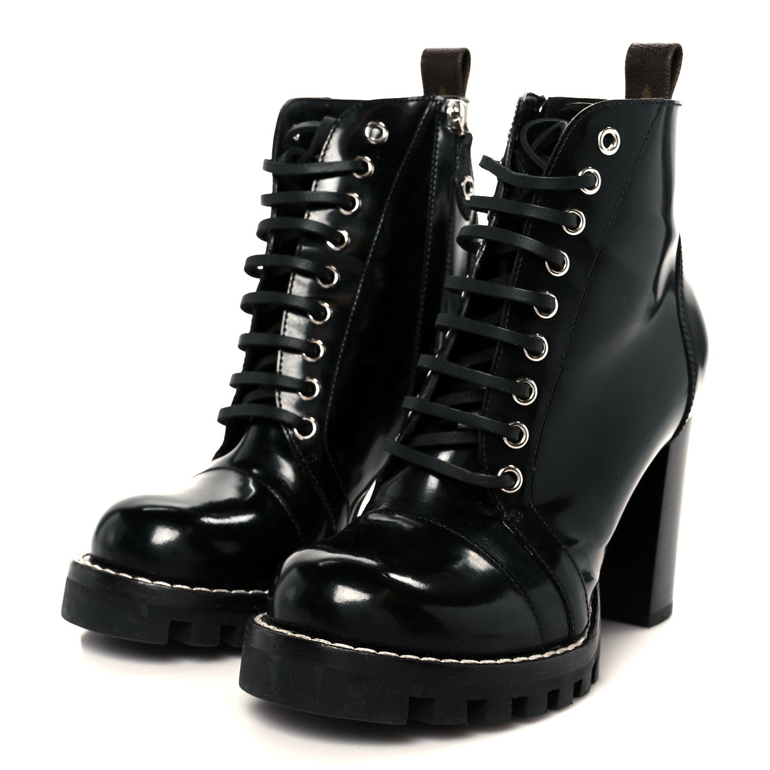 Louis Vuitton Patent Calfskin Star Trail Ankle Boots 37.5 Black 4 of 8