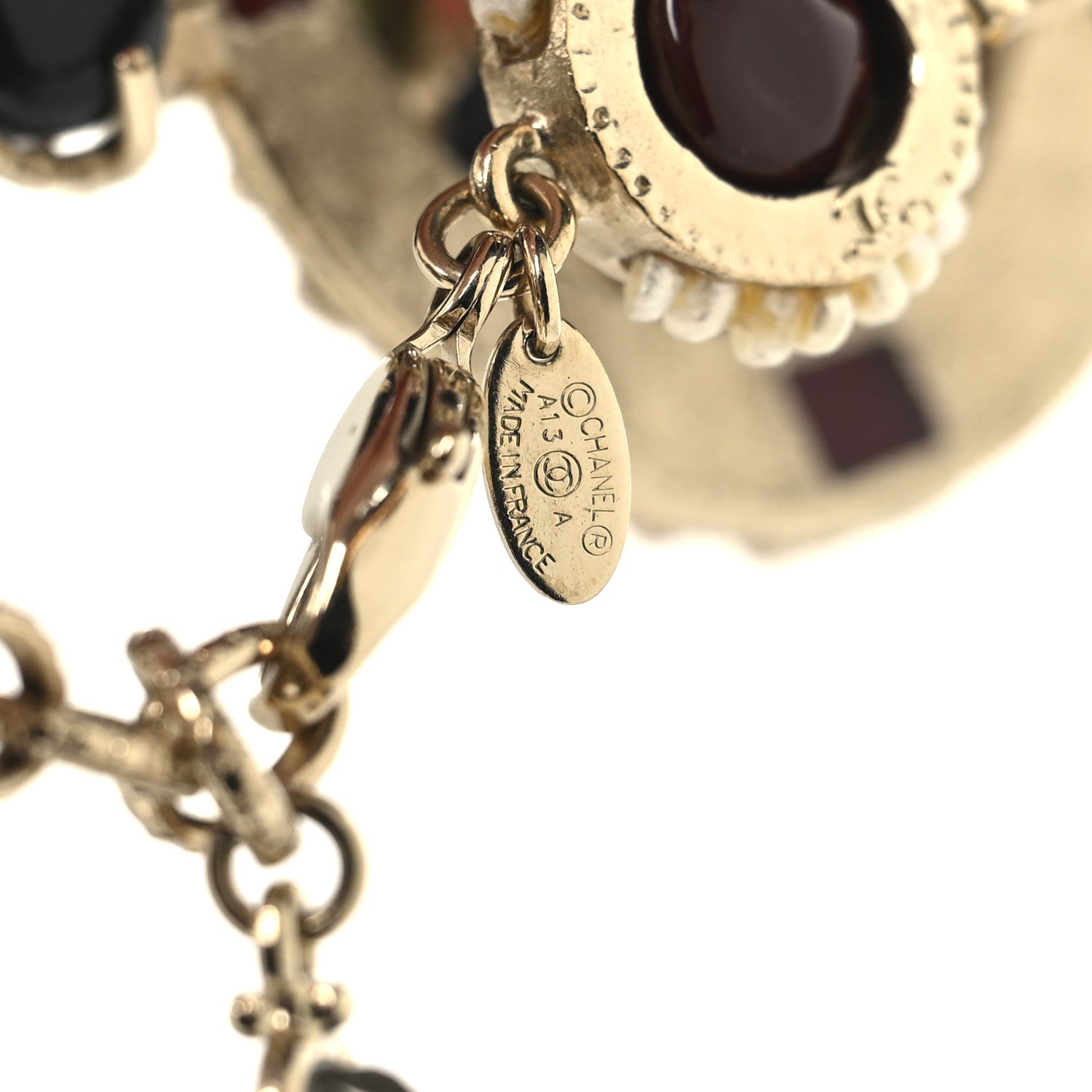 Chanel Resin Pearl Gripoix Poured Glass Bracelet Gold Multicolor 4 of 5