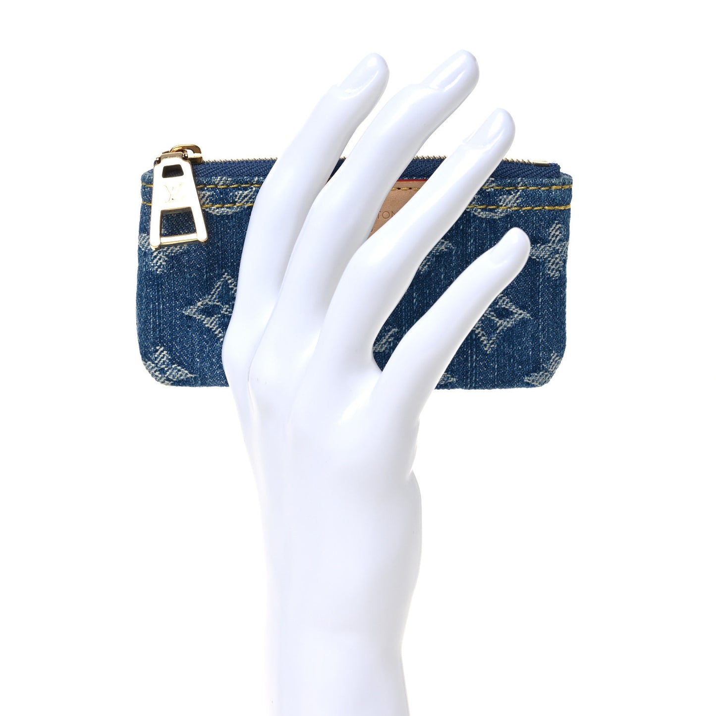 Monogram Denim Key Pouch Denim Blue