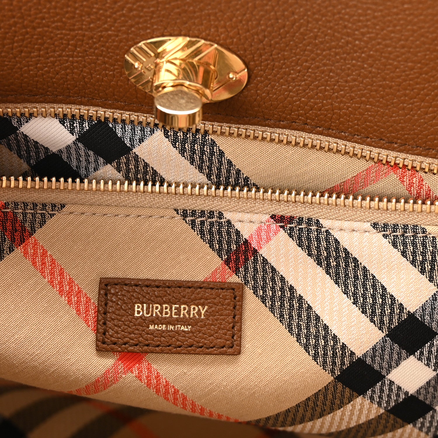 Burberry Grainy Calfskin Nova Check Medium Cotswolds Tote Hazel 6 of 9