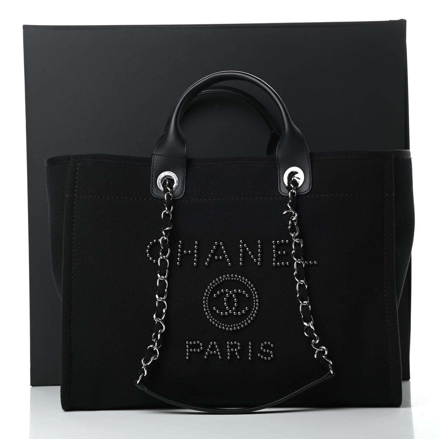 Canvas Pearl Medium Deauville Tote Black
