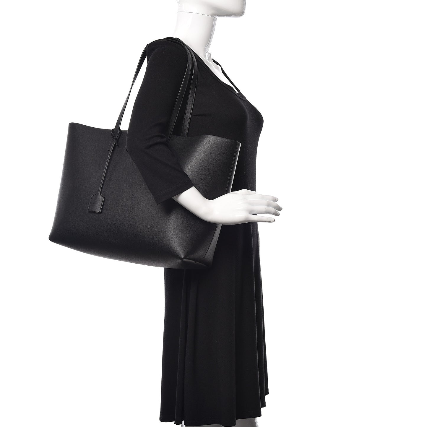 Calfskin Large Shopping Tote Black