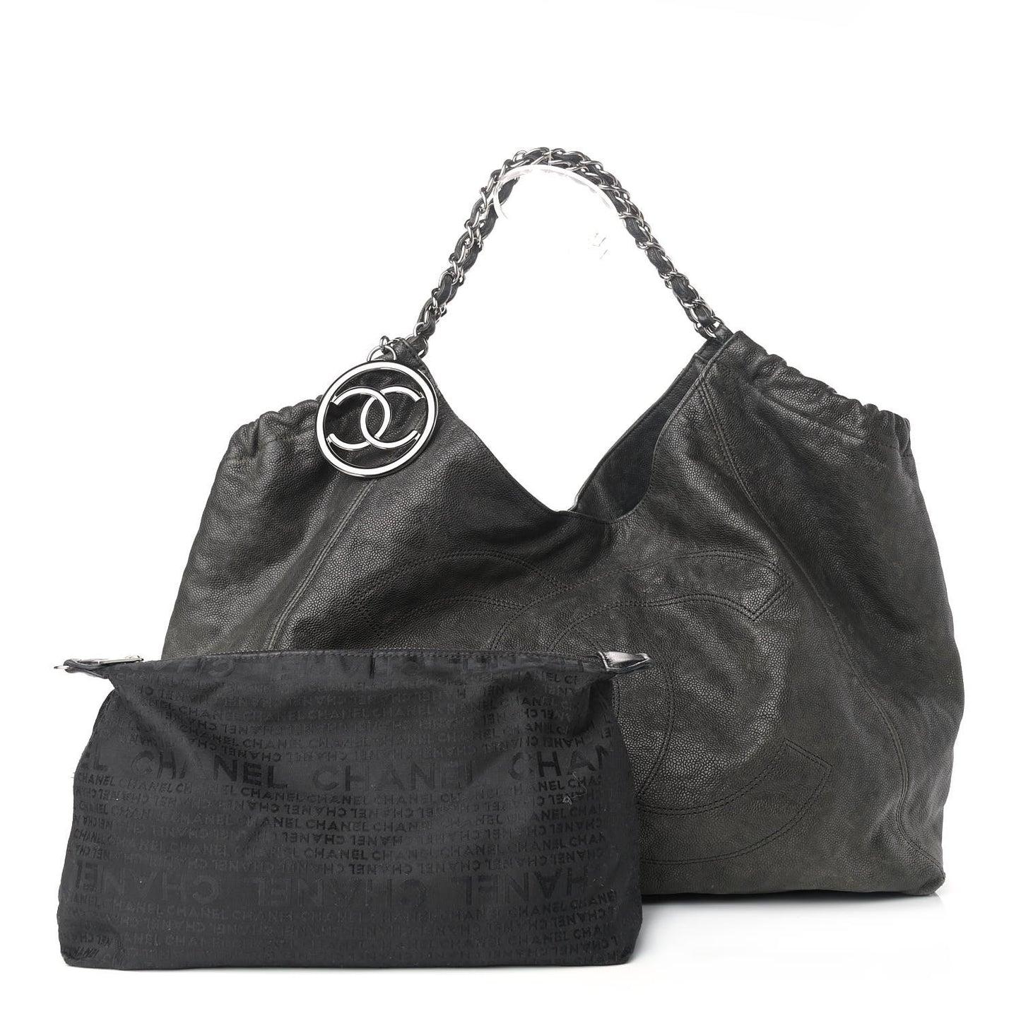 Distressed Caviar XL Coco Cabas Black