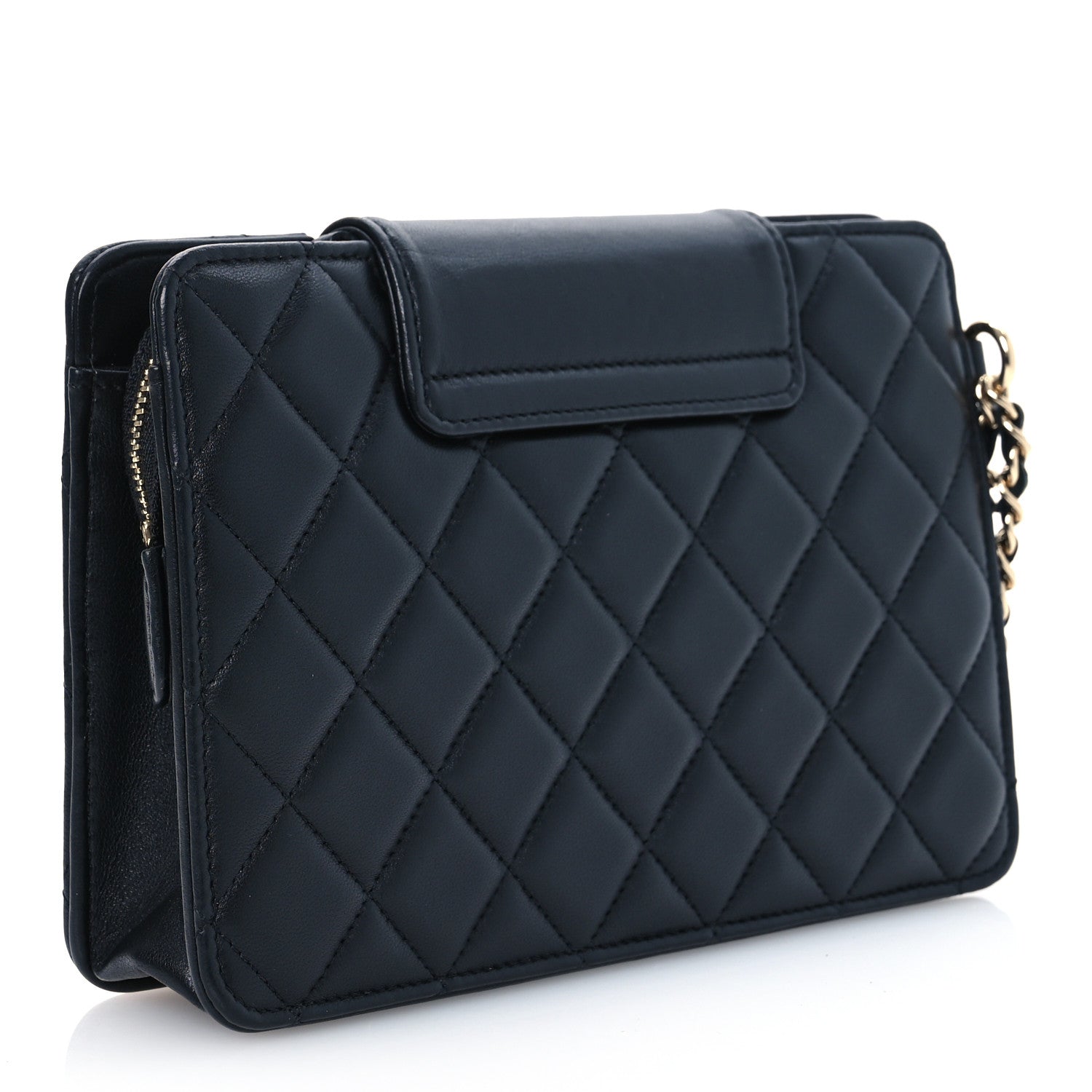 Chanel Lambskin Quilted CC Pouch Wristlet Black 3 of 14
