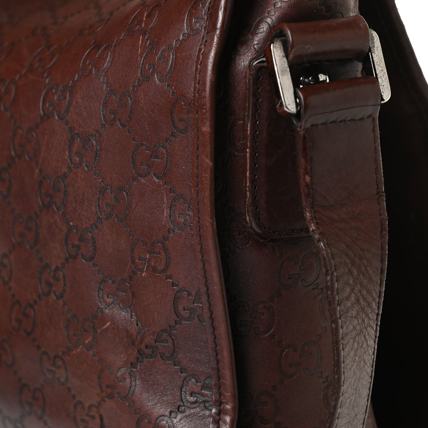 Guccissima Flap Messenger Bag Dark Brown