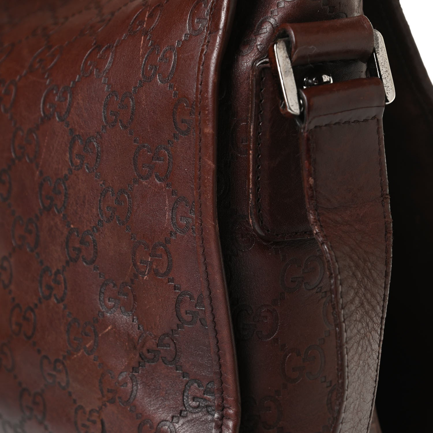Gucci Guccissima Flap Messenger Bag Dark Brown 20 of 30
