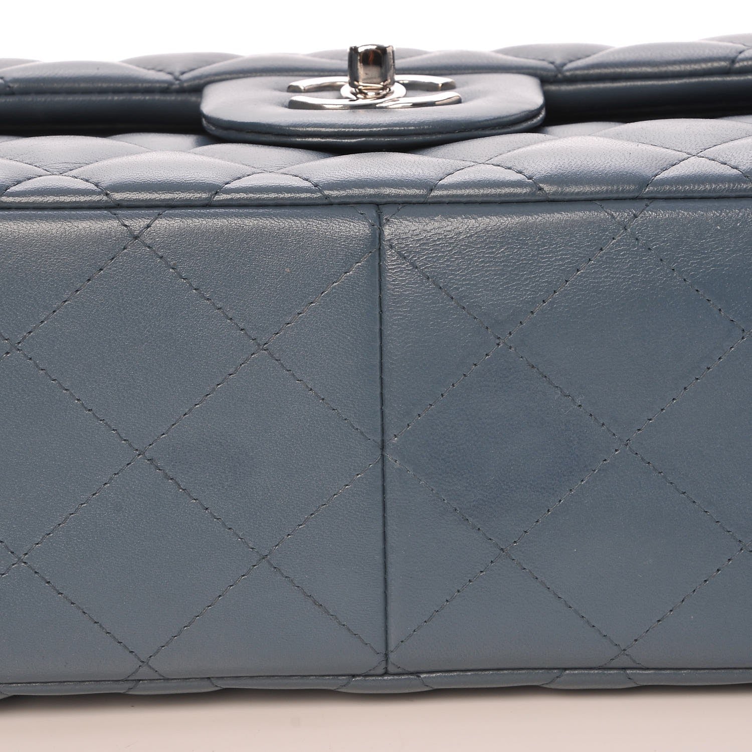 Chanel Lambskin Quilted Jumbo Double Flap Light Blue 10 of 12