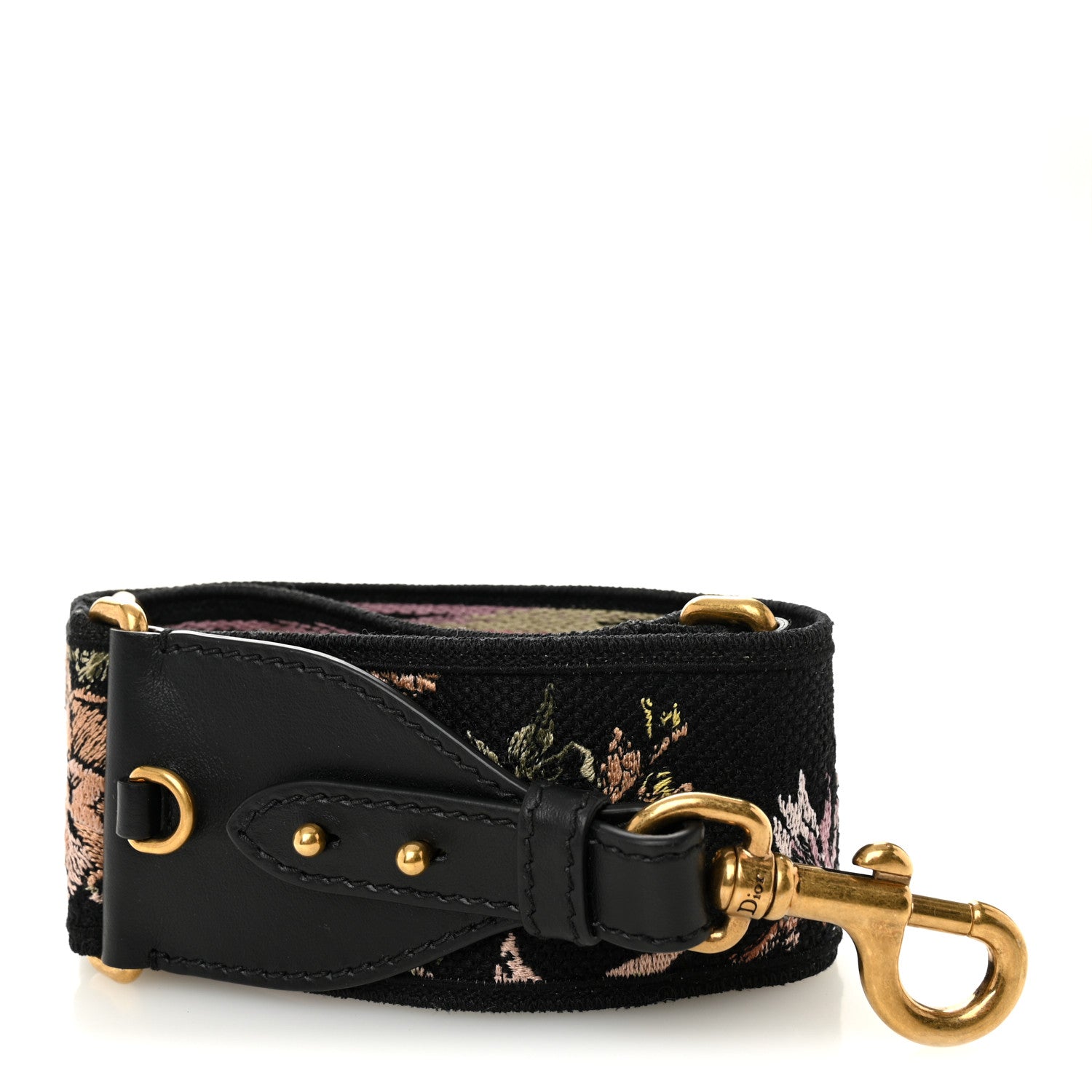 Christian Dior Canvas Embroidered Floral Shoulder Strap Black Multicolor 1 of 4