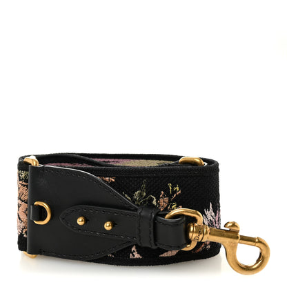 Christian Dior Canvas Embroidered Floral Shoulder Strap Black Multicolor 1 of 4