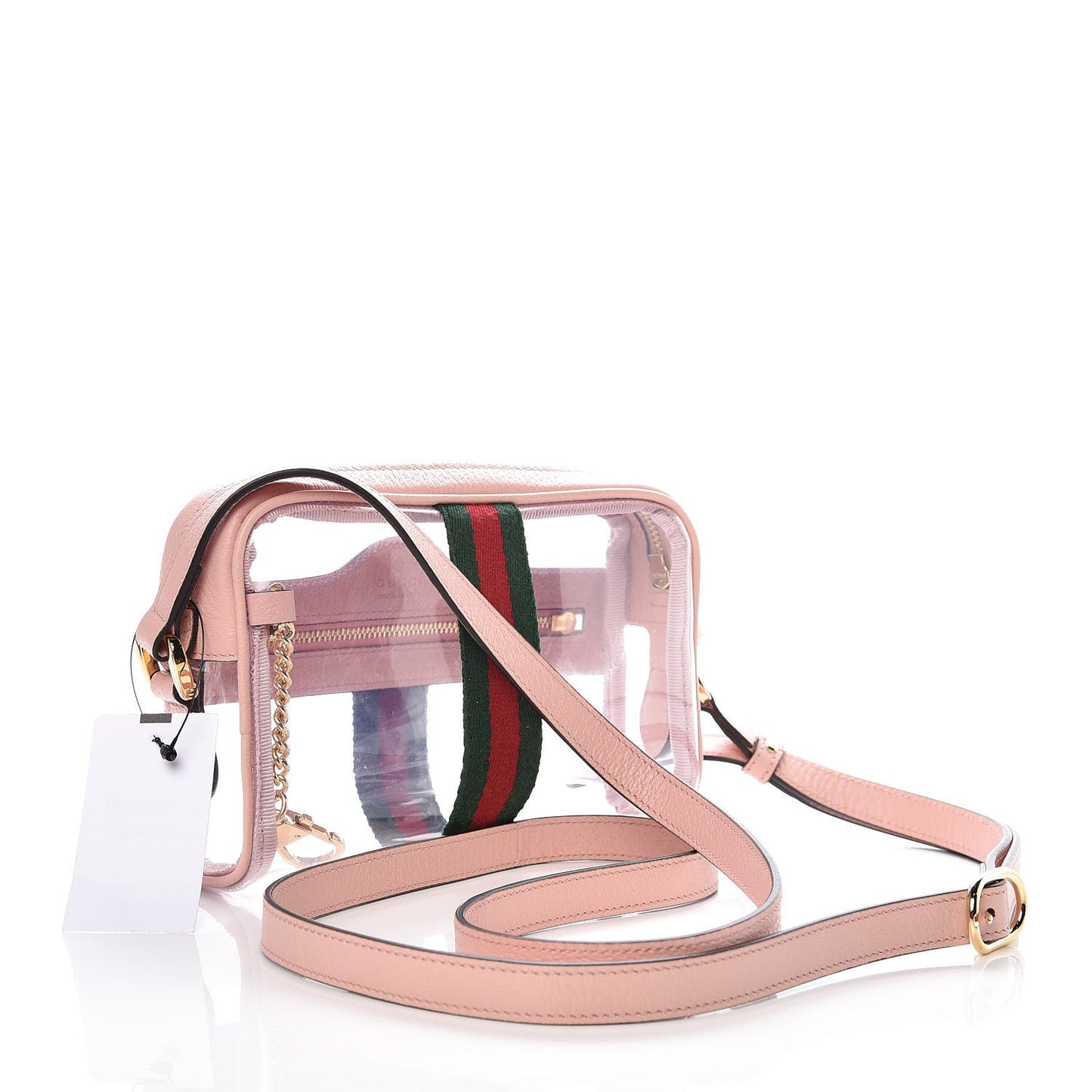 Vinyl Web Mini Ophidia Transparent Shoulder Bag Perfect Pink