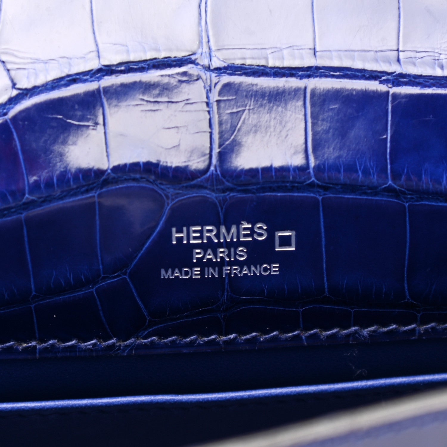 Hermes Shiny Alligator Kelly Pochette Bleu Electrique 6 of 16