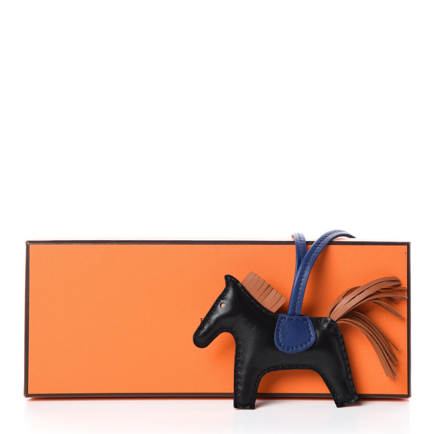 Milo Lambskin Grigri Rodeo Horse Bag Charm PM Black Bleu Saphir Gold