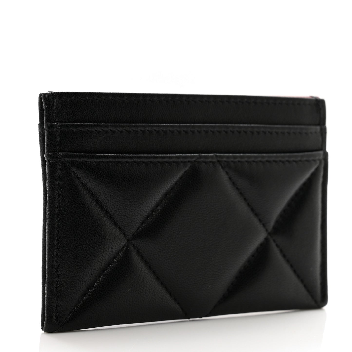 Lambskin Quilted Chanel 19 Card Holder Black