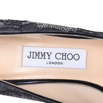 Jimmy Choo Lace Glitter Luna Peep Toe Pumps 37 Black 10 of 10