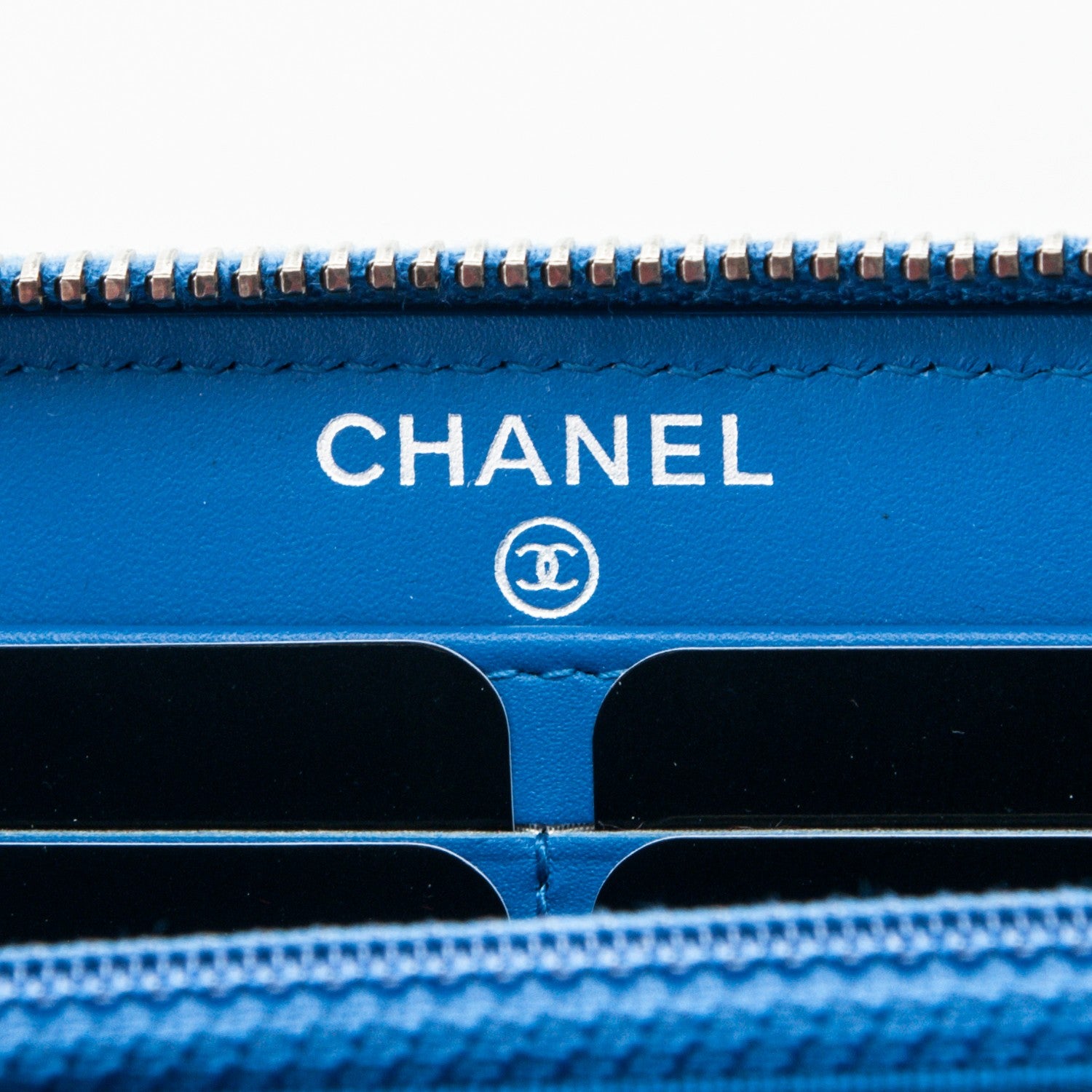 Chanel Caviar Quilted Large Gusset Zip Around Wallet Blue 7 of 8