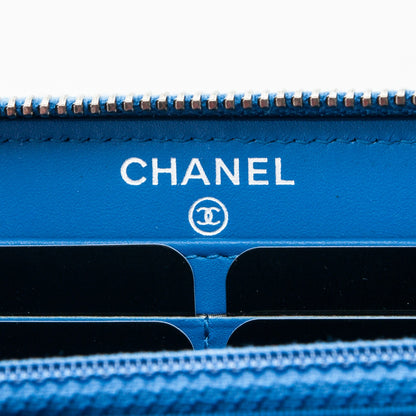Chanel Caviar Quilted Large Gusset Zip Around Wallet Blue 7 of 8