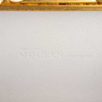 Alexander McQueen Nappa Pearl Crystal Knuckle Duster Box Clutch White 5 of 8