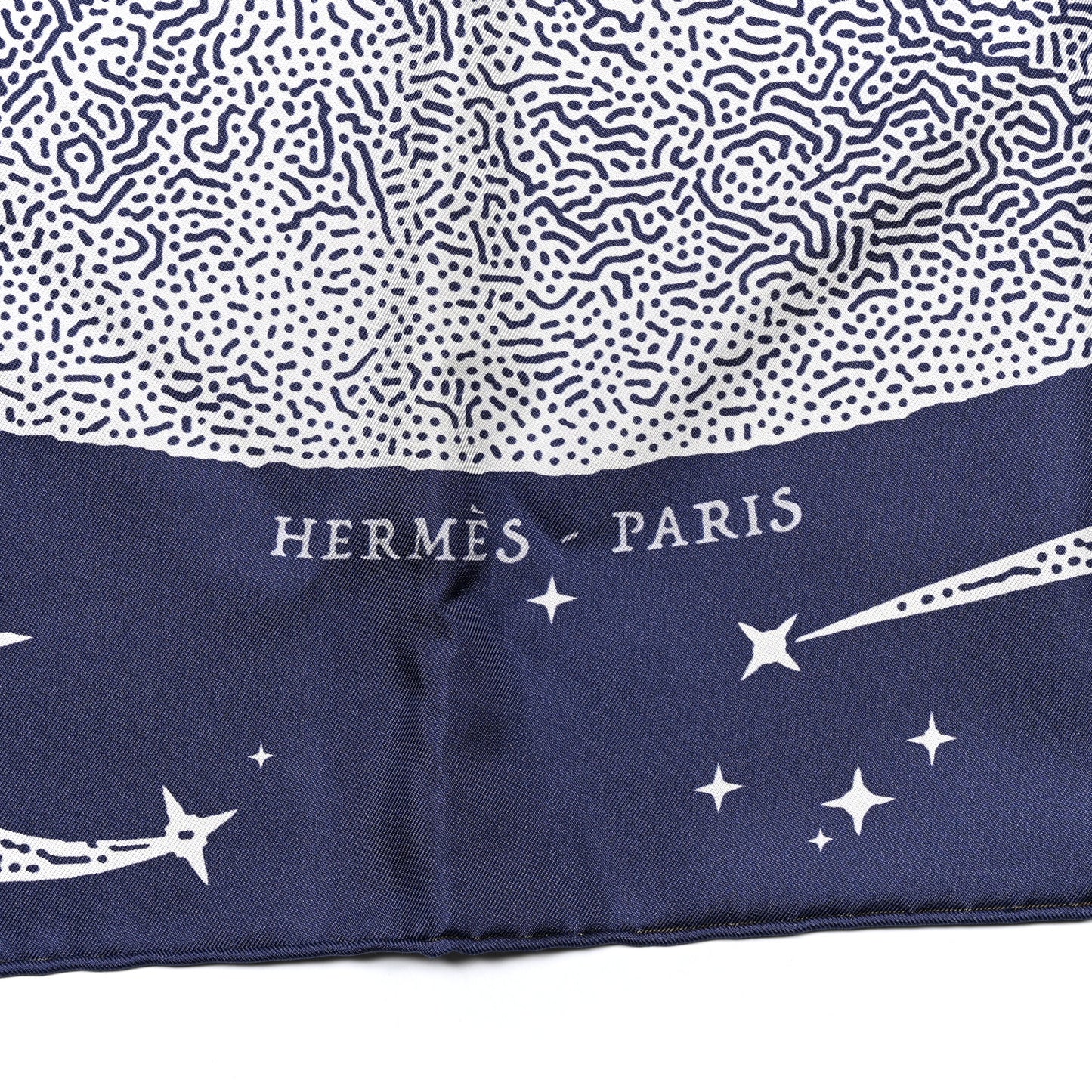 Silk Clair De Lune Double Face Scarf 90 Marine White Beige