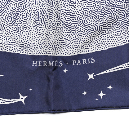 Hermes Silk Clair De Lune Double Face Scarf 90 Marine White Beige 3 of 6