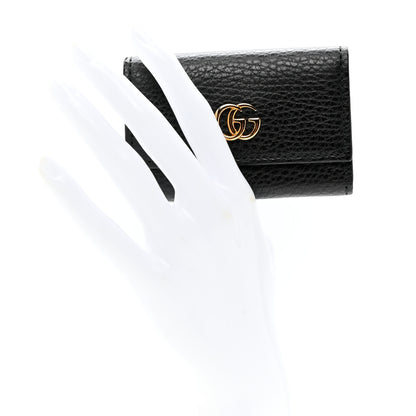 Gucci Pebbled Calfskin GG Marmont 6 Key Holder Black 2 of 6
