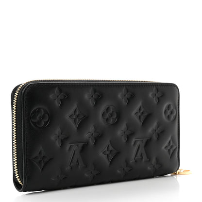 Louis Vuitton Lambskin Embossed Monogram Coussin Zippy Wallet Black 3 of 6