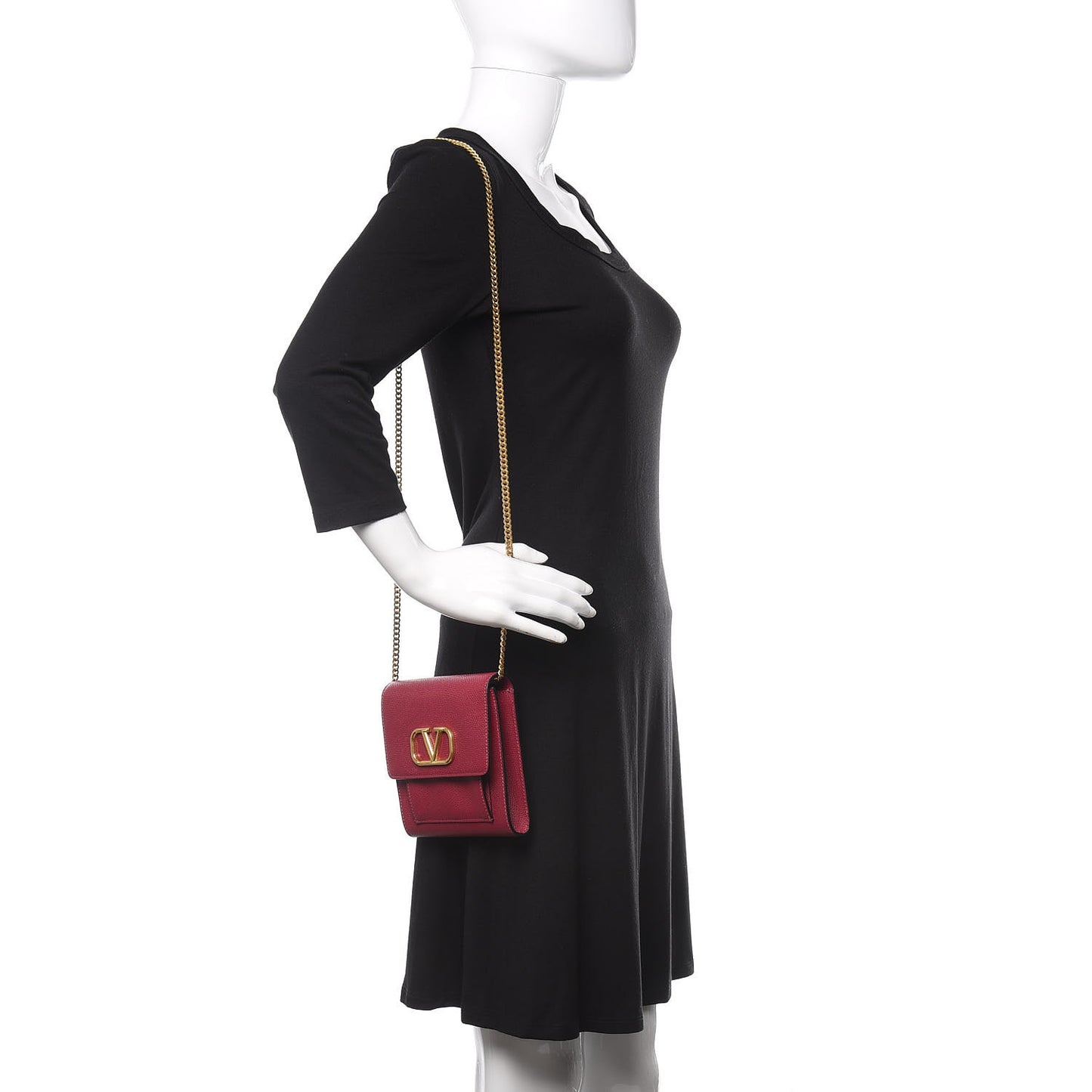 Grainy Calfskin VLogo Crossbody Bag Raspberry