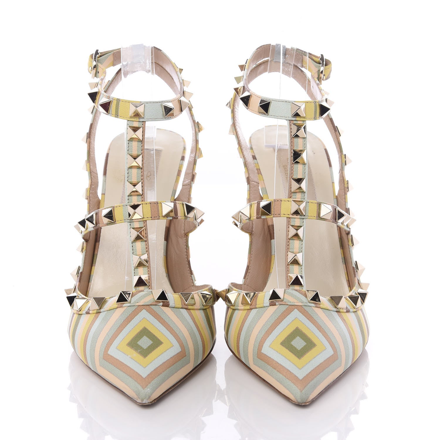 Valentino Garavani Nappa Native Couture 1975 Rockstud Ankle Strap 100mm Pumps 37.5 Multicolor 3 of 11